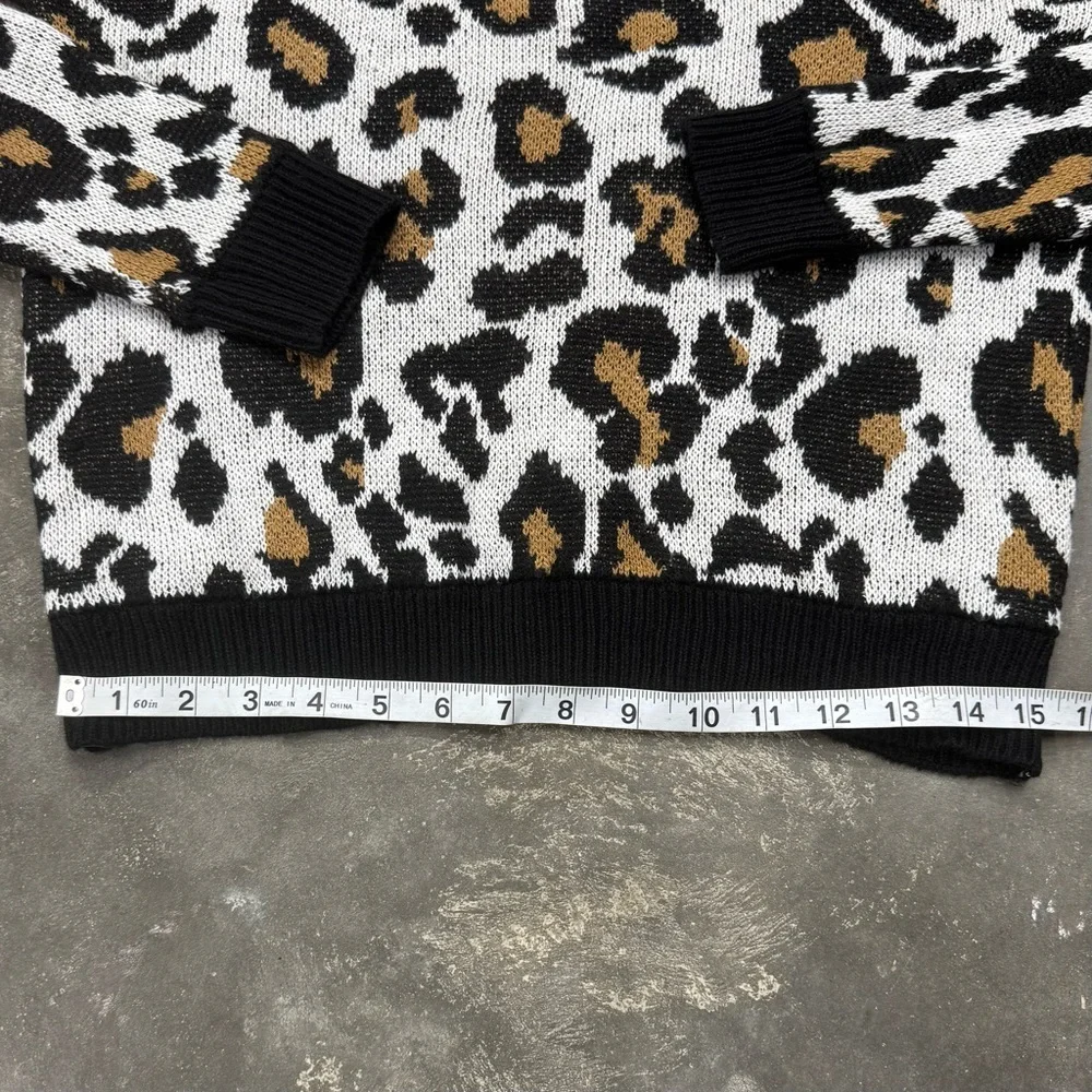 Daytrip Leopard Open Back Knit Sweater Cutout - Picture 7 of 8